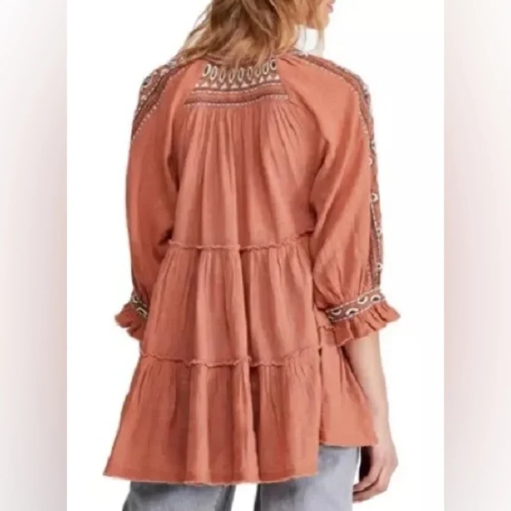 Free People Dream Weaver V-Neck Embroidered Tunic